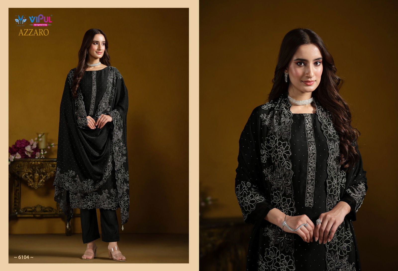 Azzaro By Vipul Swarovski Embroidery Work Designer Suits Wholesale Market In Surat